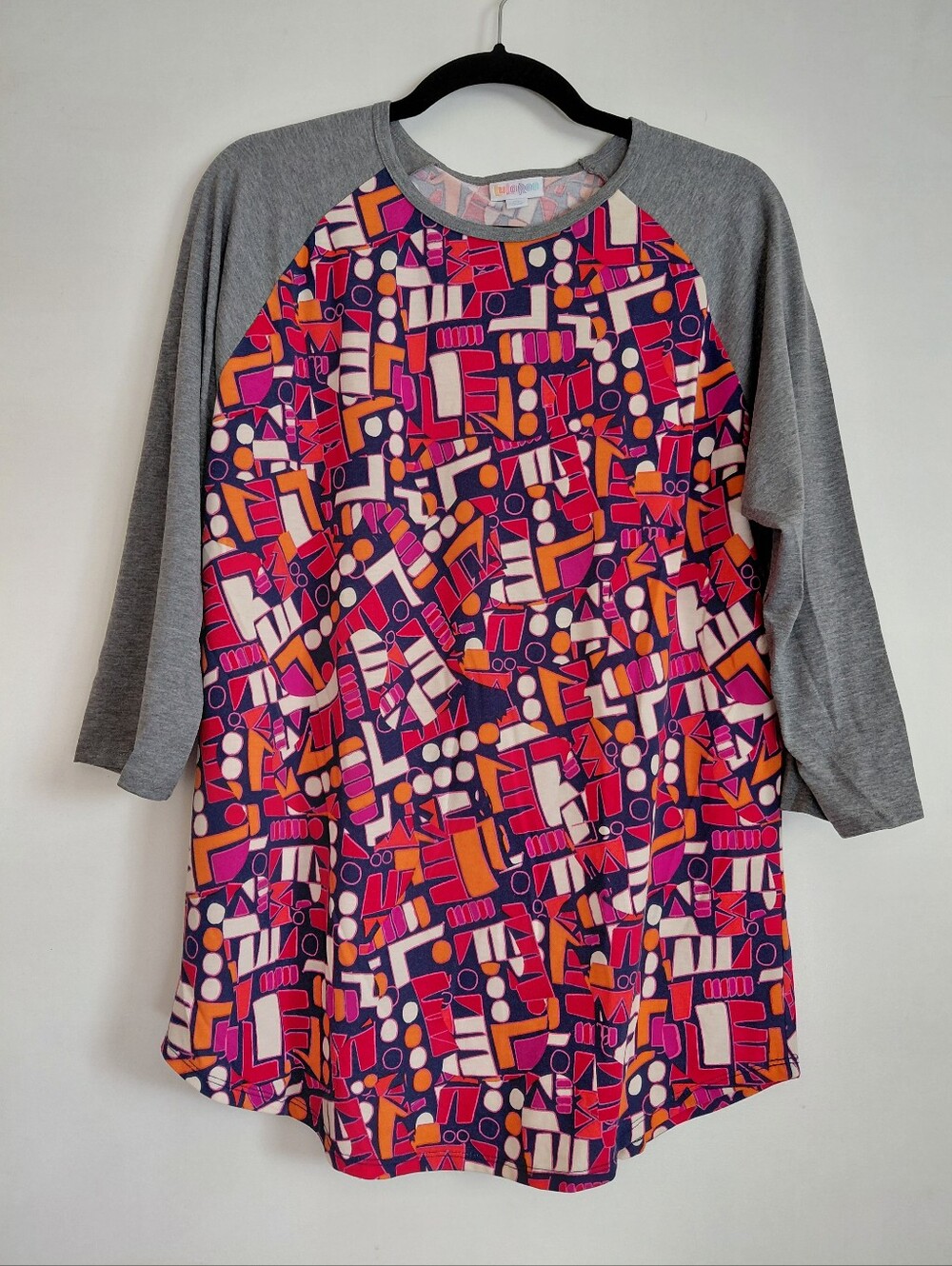 Lularoe Gray Pink Randy Baseball Tee XL